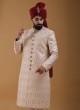 Designer Cream Wedding Wear Sherwani